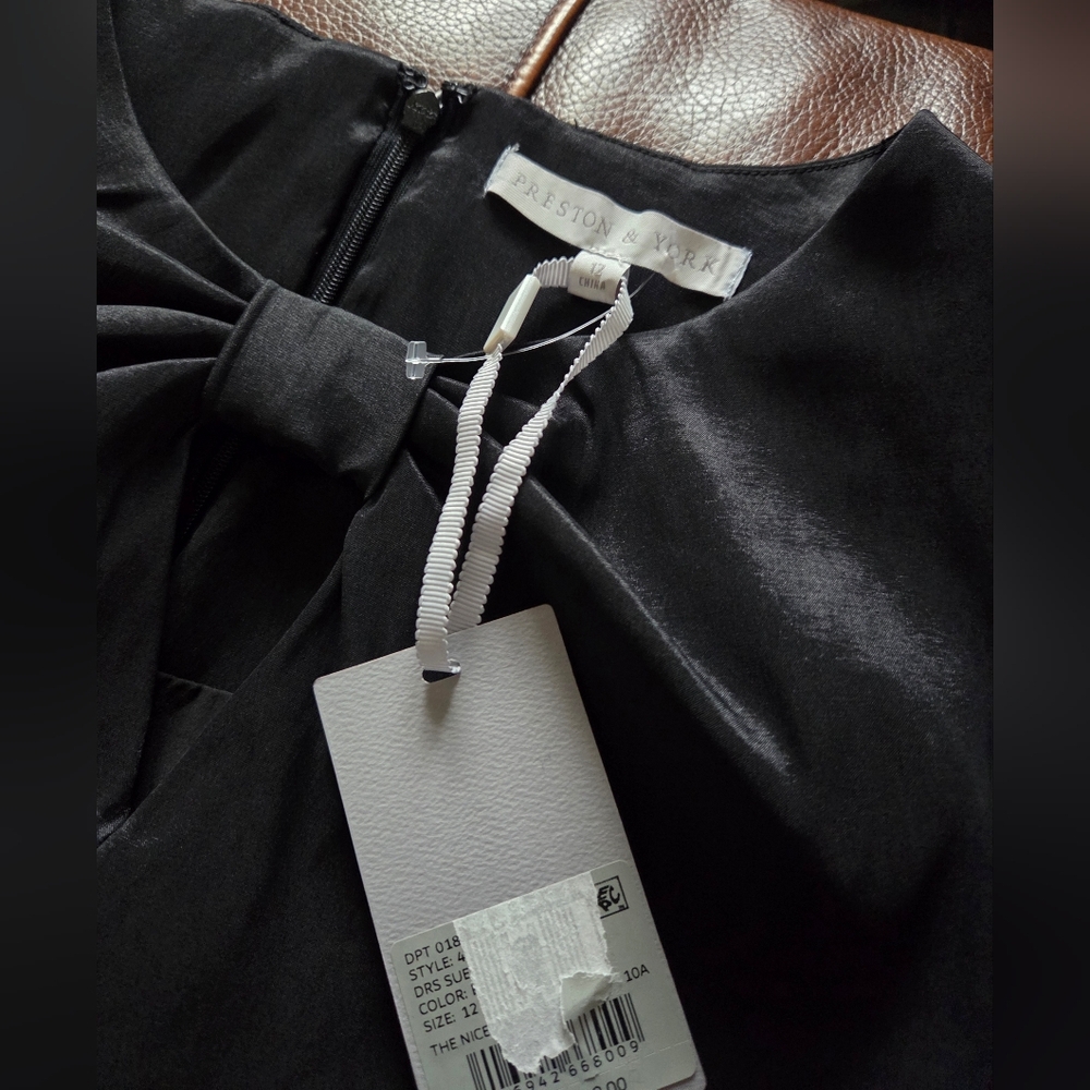 Preston & York Black Sue Stretch Taffeta Dress Size 12 NWT - Picture 9 of 16
